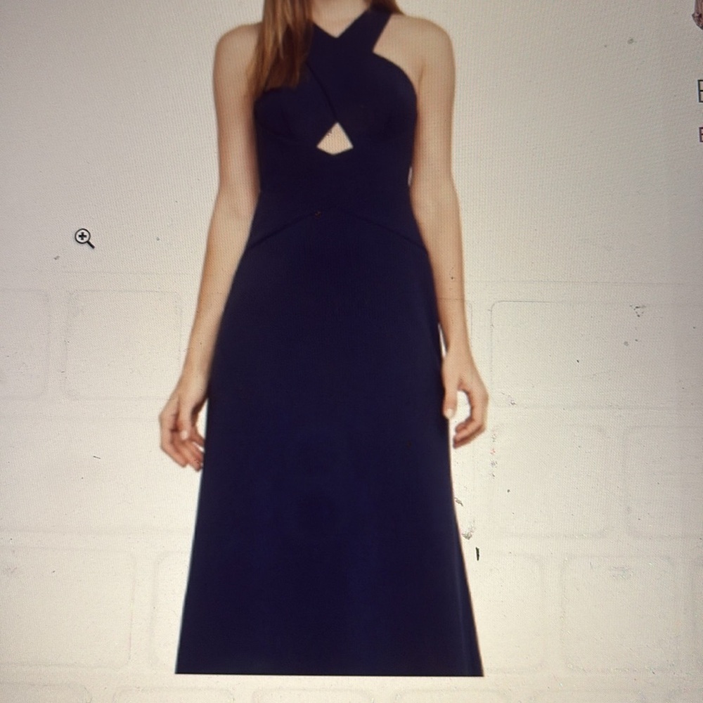 Women’s BCBG elegant navy long evening gown with cut out, size 4